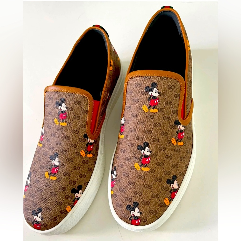 Gucci Mickey Mouse 603689 GG Supreme Slip On Loafer Shoe